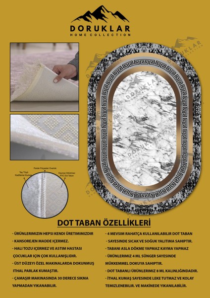 Kaymaz Taban Yıkanabilir Dijital Baskı Oval Kesim Dekoratif Modern Desenli Dot Taban Halı OVAL019 fiyatları