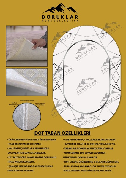Kaymaz Taban Yıkanabilir Dijital Baskı Oval Kesim Dekoratif Modern Desenli Dot Taban Halı OVAL016 fiyatları