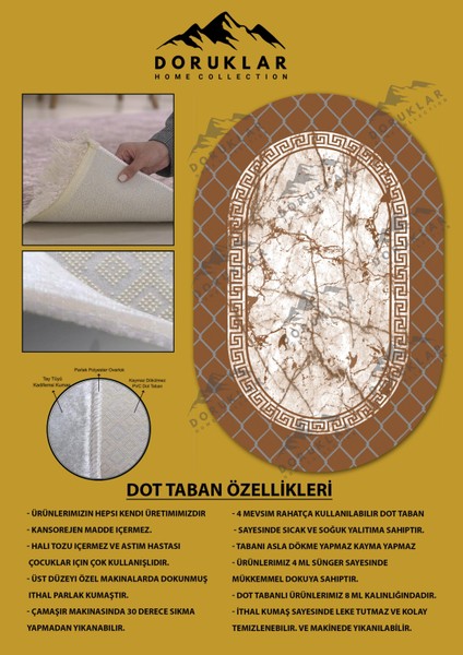 Kaymaz Taban Yıkanabilir Dijital Baskı Oval Kesim Dekoratif Modern Desenli Dot Taban Halı OVAL002 fiyatları