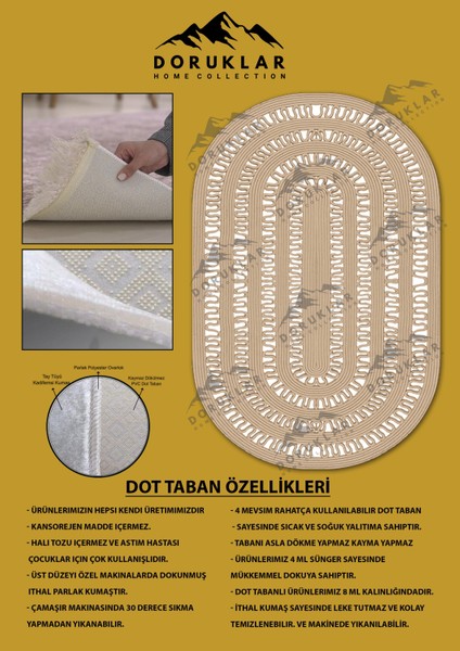 Kaymaz Taban Yıkanabilir Dijital Baskı Oval Kesim Dekoratif Modern Desenli Dot Taban Halı OVAL020 fiyatları