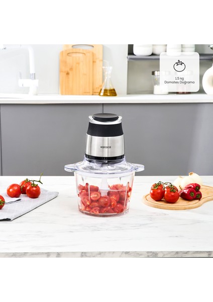 Doğrayıcı Rondo Pro 3 Litre Cam Hazneli 4 Bıçaklı Çelik Inox Gövde Ultra Geniş