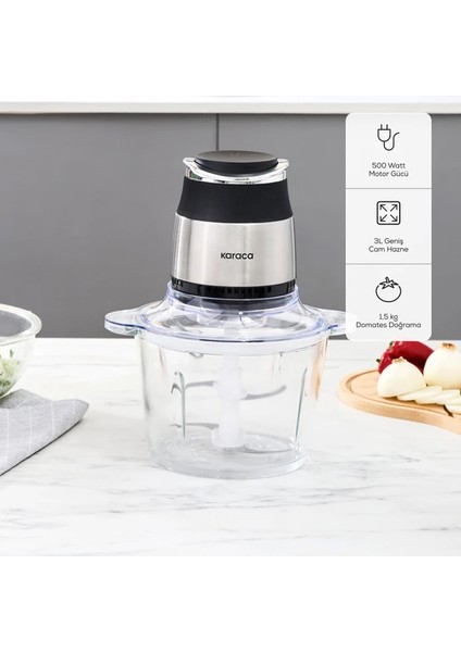 Doğrayıcı Rondo Pro 3 Litre Cam Hazneli 4 Bıçaklı Çelik Inox Gövde Ultra Geniş fiyatları