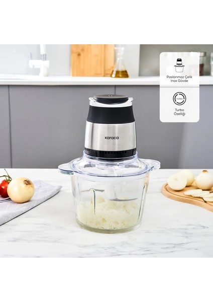 Doğrayıcı Rondo Pro 3 Litre Cam Hazneli 4 Bıçaklı Çelik Inox Gövde Ultra Geniş modelleri