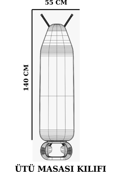 Ipli Ayarlanabilir Isıya Dayanıklı Keçeli Büyük Boy Ütü Masası Kılıfı Örtüsü Bezi 55 X 140 Cm
