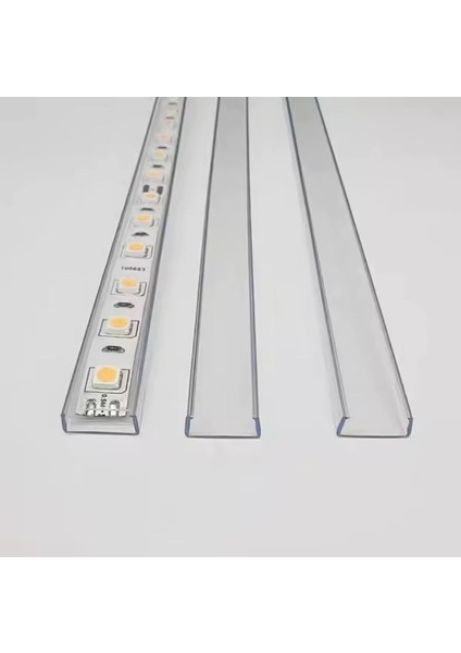 13 X12,5 mm Şeffaf Kapaklı Kablo Kanalı Yapışkan Bantlı 1mt (Led İçin)