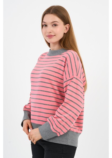 Kadın Bisiklet Yaka Çizgili Sweatshirt (B2400248) fırsatları