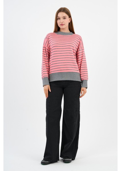 Kadın Bisiklet Yaka Çizgili Sweatshirt (B2400248) fiyatları