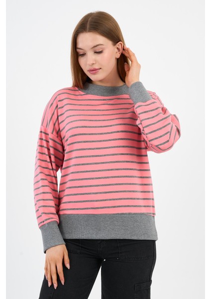 Kadın Bisiklet Yaka Çizgili Sweatshirt (B2400248) modelleri