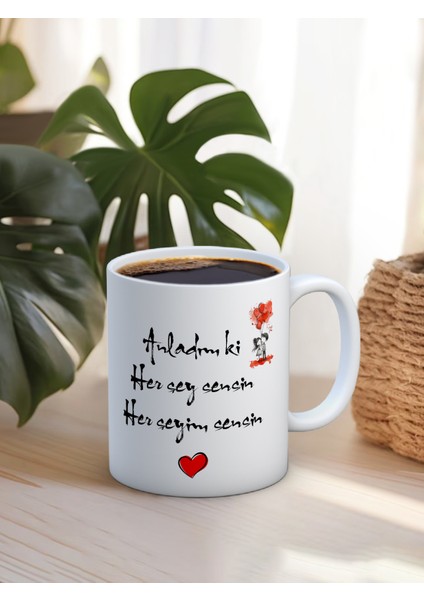 Baskılı Kupa Bardak Seramik Mug - Anladımki Herşey Sesin