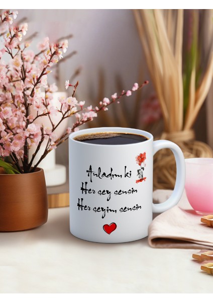 Baskılı Kupa Bardak Seramik Mug - Anladımki Herşey Sesin fırsatları