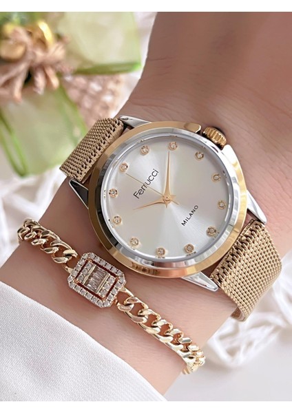 Kadın Kol Saati+Bileklik Özel Seri Çelik Kordon Kararma Renk Atma Yapmaz VS.BLKT.0069