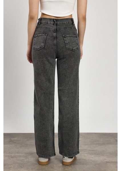 11104 Likralı Bol Paça Pantolon Füme indirimleri