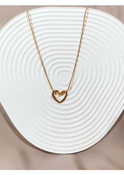 14K Altın Kaplama Çelik Kolye – Kalp Figürlü Minimal Tasarım
