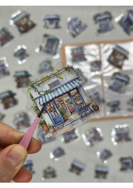 Ürün Adı:cottage By The Sea Ev Temalı Mavi 40 Adet Pet Sticker Set/ Çıkartma/etiket/bullet Journal modelleri