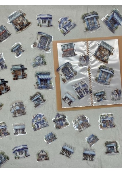 Ürün Adı:cottage By The Sea Ev Temalı Mavi 40 Adet Pet Sticker Set/ Çıkartma/etiket/bullet Journal indirimleri