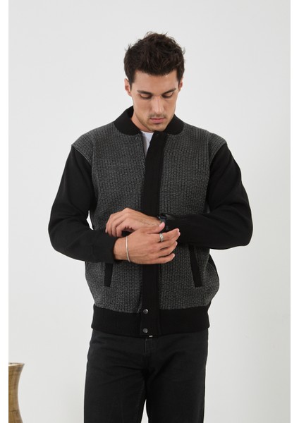 Erkek Yeni Sezon Desenli Büyük Beden Hakim Yaka Astarlı Çelik Örgü Triko Mont modelleri