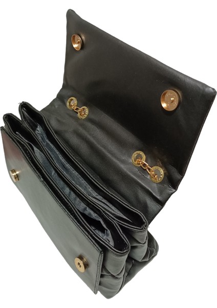 Elnes Kadın Siyah Baklava Desenli Üç Bölmeli Astarlı El ve Omuz Çanta indirimleri