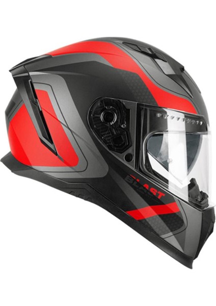 311R Blast Race Kapalı Motosiklet Kaskı Antrasit-Kırmızı Xl