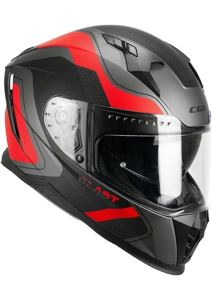 311R Blast Race Kapalı Motosiklet Kaskı Antrasit-Kırmızı Xl