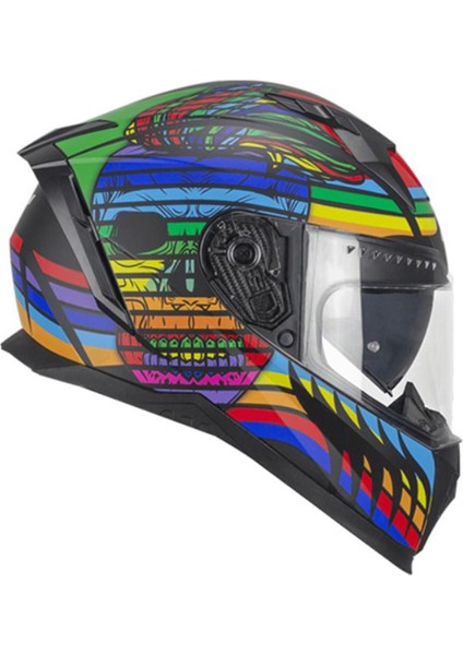 311X Blast Skull Kapalı Motosiklet Kaskı Gökkuşağı S