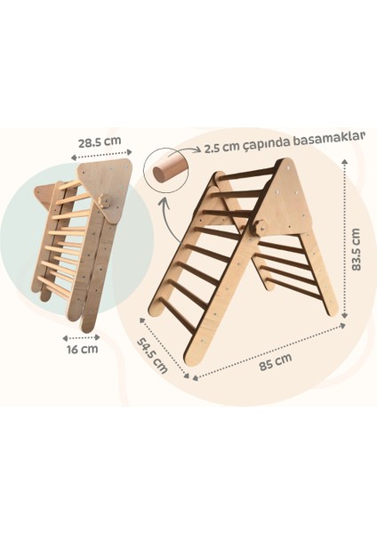 Katlanabilir Pikler Üçgeni (Ham & Naturel) | Montessori Ahşap Tırmanma Merdiveni | Eğitici Aktivite Oyuncağı modelleri