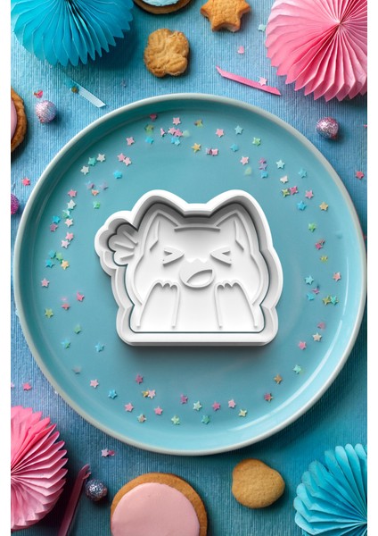 Gülümseyen Kawaii Kedi Kurabiye Kalıbı Kesici Hamur Şekillendirici