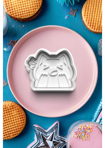 Gülümseyen Kawaii Kedi Kurabiye Kalıbı Kesici Hamur Şekillendirici