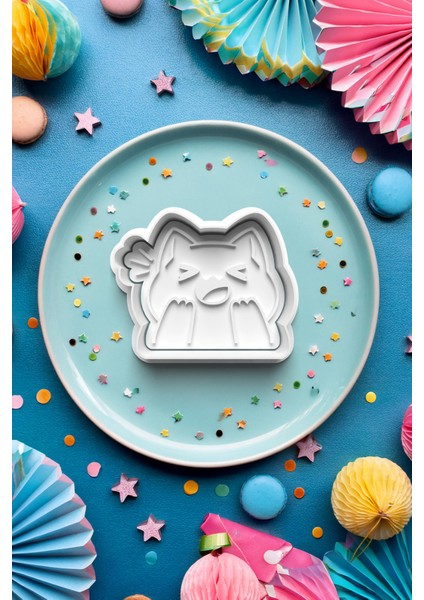 Gülümseyen Kawaii Kedi Kurabiye Kalıbı Kesici Hamur Şekillendirici