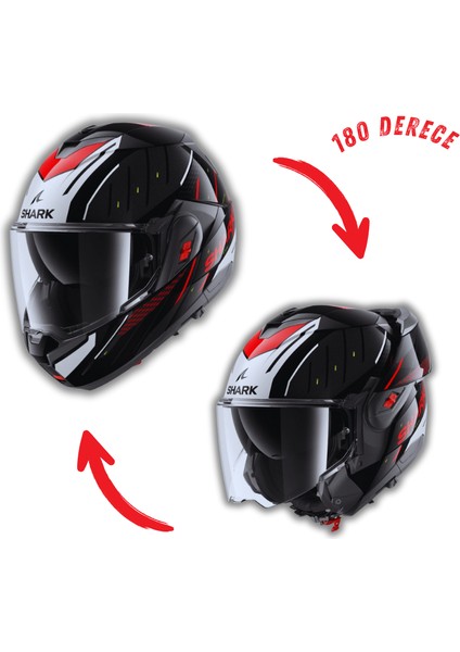 Oxo Rydger Kırmızı Çeneden Açılır Kask (Dar Kalıp) (Ece 22.06)