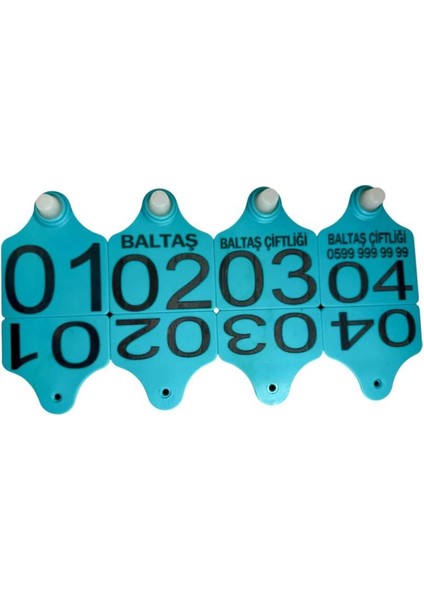 50 Adet Turkuaz Renk Büyükbaş Hayvan Kulak Küpesi + Pens Ucu