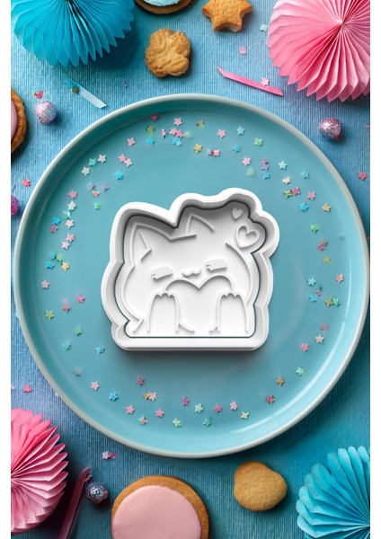 Aşık Kawaii Kedi Kurabiye Kalıbı Kesici Hamur Şekillendirici