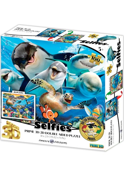 Deniz Canlıları ve Kaplumbağa Selfie Çift Taraflı Puzzle 100 Parça 15039