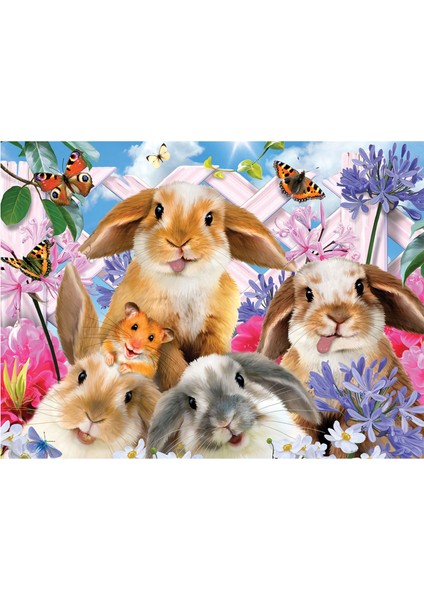 Pet ve Tavşan Selfie Çift Taraflı Puzzle 100 Parça 15053