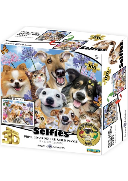 Pet ve Tavşan Selfie Çift Taraflı Puzzle 100 Parça 15053 modelleri