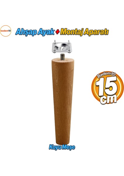 Ahşap 15 cm Ahşap Ayak Bağlantı Aparatlı Mobilya Koltuk Kanepe Sehpa Masa Ayağı Ayakları M8 Civatalı