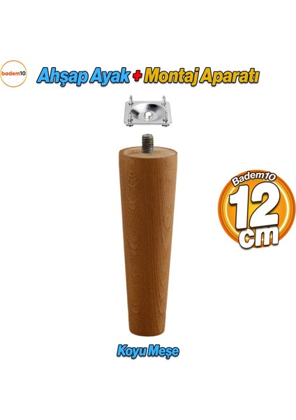 Ahşap 12 cm Ahşap Ayak Bağlantı Aparatlı Mobilya Koltuk Kanepe Sehpa Masa Ayağı Ayakları M8 Civatalı
