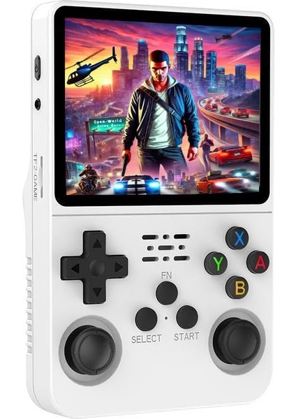 R36S Retro El Oyun Konsolu 3,5 Inç IPS Ekran 15 000 Oyun 64 GB Beyaz