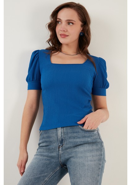 Kol Detaylı Kare Yaka Bluz Bayan Bluz 5869002