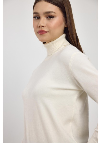 24369 Balıkçı Yaka Kol Detay Kazak Ekru fırsatları