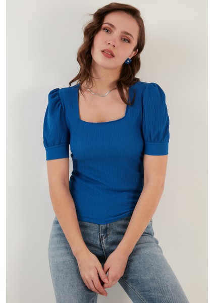 Kol Detaylı Kare Yaka Bluz Bayan Bluz 5869002