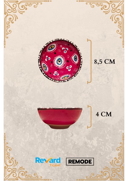 Kütahya Seramik Kase Nazar Boncuklu Rengarenk Çerezlik Kahvaltılık Sosluk Lokumluk 6 Lı Set 4x8 cm fırsatları