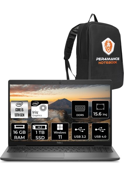 Latitude 3550 Intel Core I5 1345U 16GB 1tb SSD Windows 11 Pro 15,6" FHD Taşınabilir Bilgisayar & Per4 Çanta N005L355015UP388