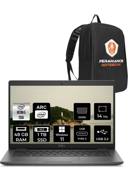 Latitude 3450 Intel Core Ultra 5 125U 48GB 1tb SSD Windows 11 Home 14" FHDTaşınabilir Bilgisayar & Per4 Çanta XCTO345015UP368