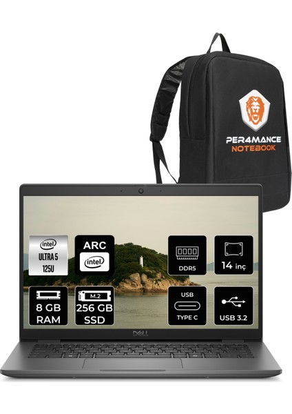 Latitude 3450 Intel Core Ultra 5 125U 8gb 256GB SSD Free Dos 14" FHD Taşınabilir Bilgisayar & Per4 Çanta XCTO345015UP301