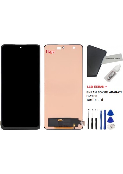 Xiaomi Mi 11T Uyumlu LCD Ekran Dokunmatik Servis Orijinali + B-7000 + Tamir Seti