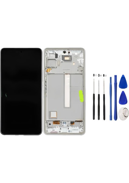 Samsung Galaxy A53 -5g Uyumlu LCD Ekran Dokunmatik Servis Orijinali Çıtalı Beyaz + Tamir Seti