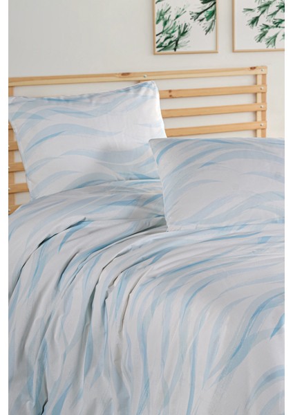 Wave Blu %100 Pamuk Çift Kişilik Nevresim Seti