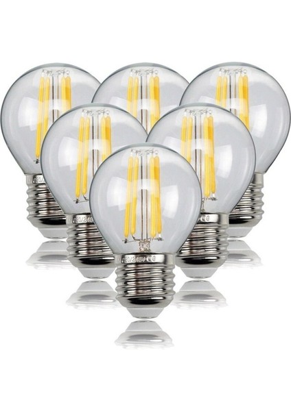 6 Watt Mini Top Ampul LED Filament G45 Şeffaf Cam Rustik Ampul E27 Duy 3000K Gün Işığı 6 Adet