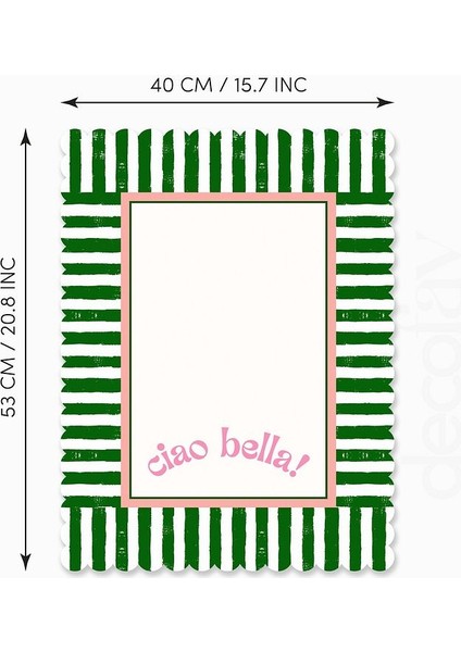 Dekoratif Kenar Ciao Bella Slogan Tasarım Lazer Kesim Fırın Örtüsü