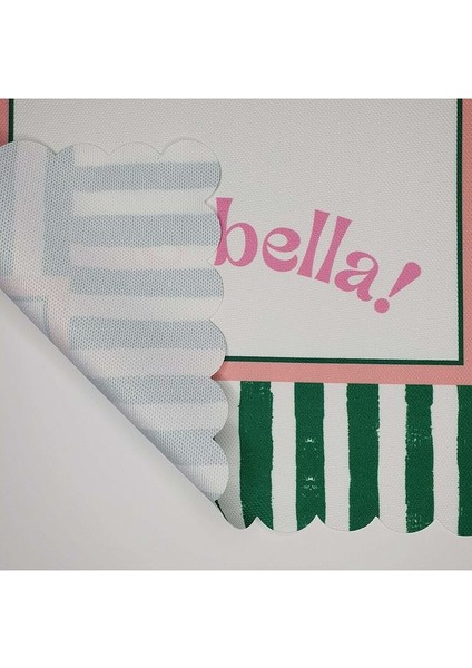 Dekoratif Kenar Ciao Bella Slogan Tasarım Lazer Kesim Fırın Örtüsü